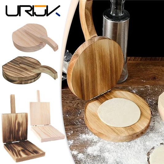 Urijk Wooden Manual Dough Press Roller Corn Tortilla Dumpling Skin Bun Skin Press Mold DIY Kitchen Baking Pastry Maker Tools New